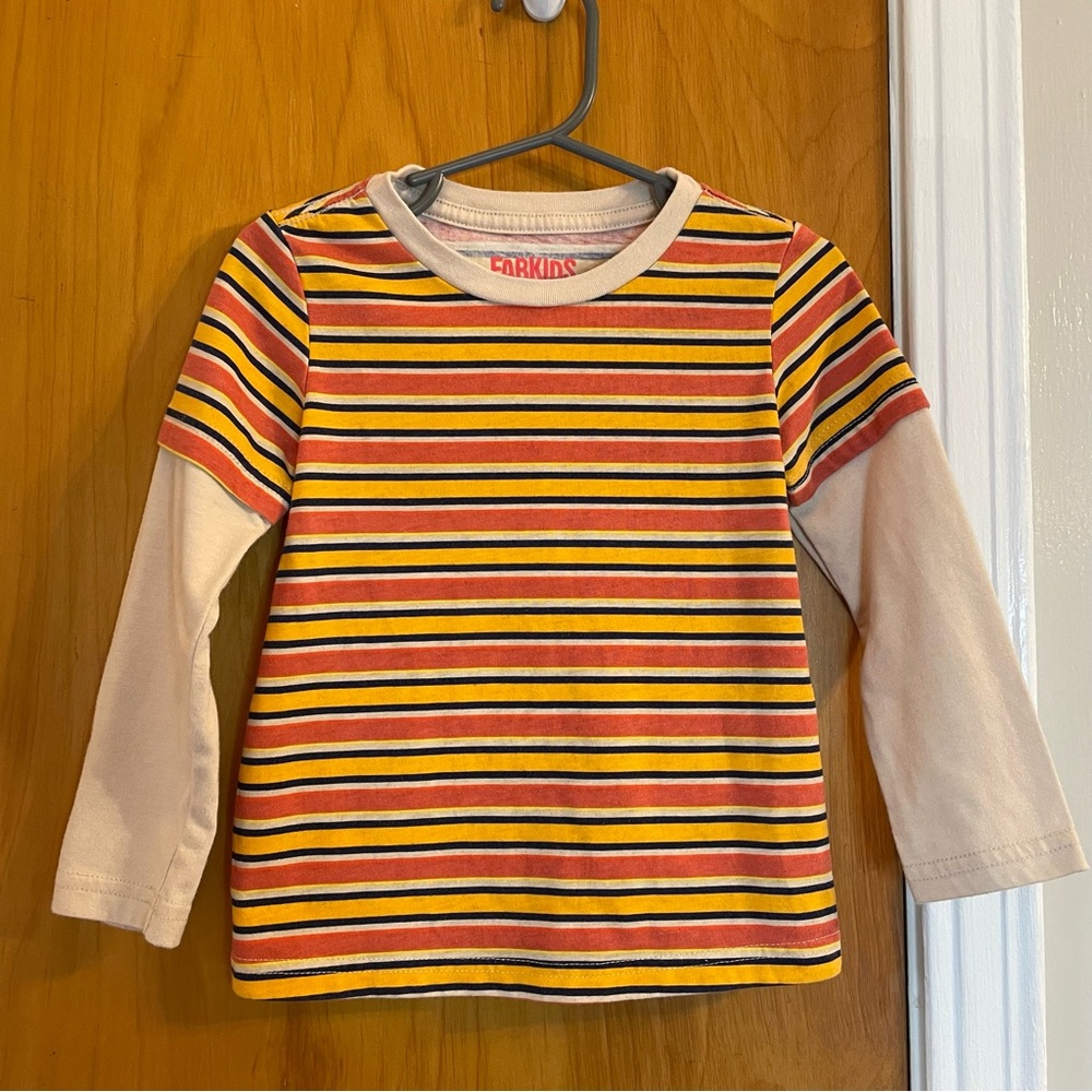 FabKids Striped Long Sleeve Tee - Red, Yellow, Black